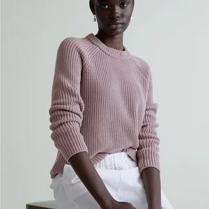 Quince Vintage Rose 100% Organic Cotton Fisherman Crew Neck Sweater